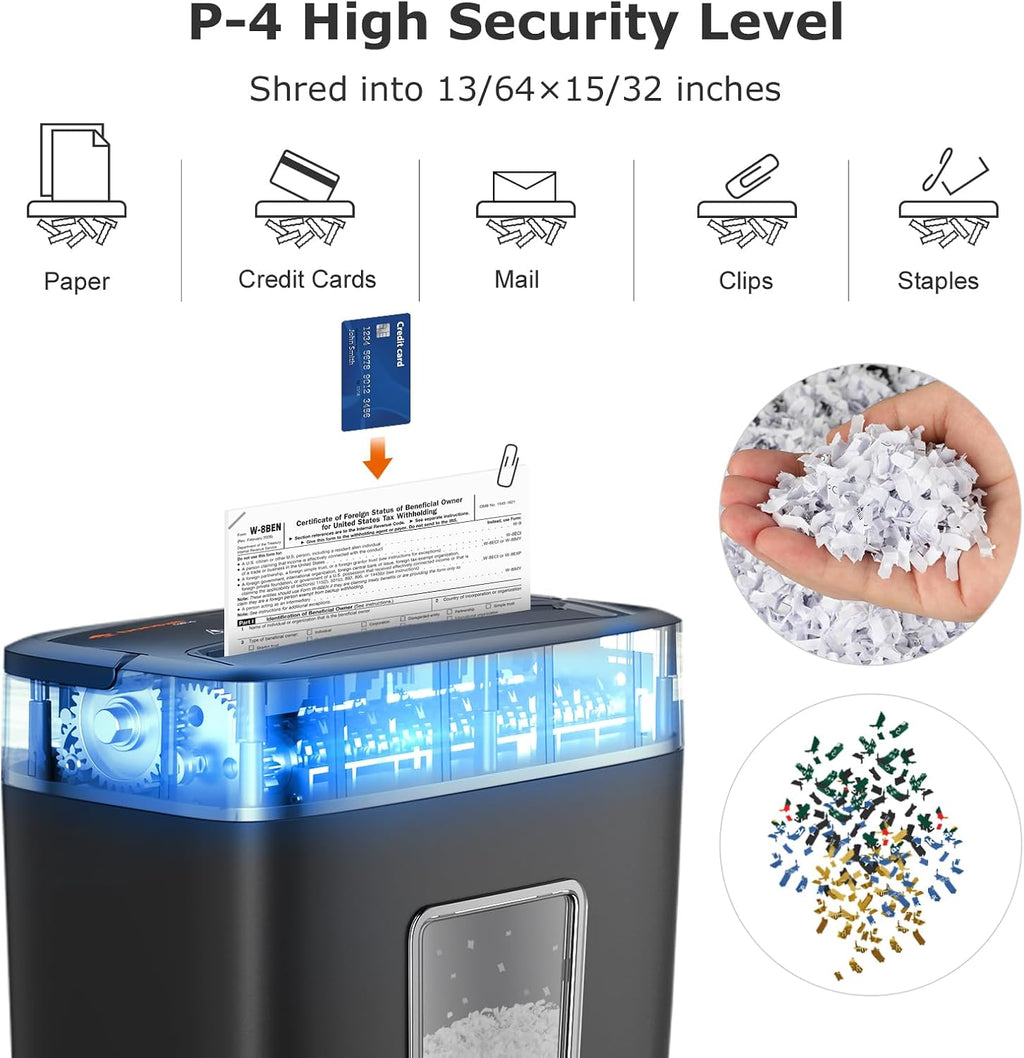 6-Sheet Micro Cut Paper Shredder for Home, P-4 Security Level | Shreds Credit Cards, Mail, Staples & Paper Clips