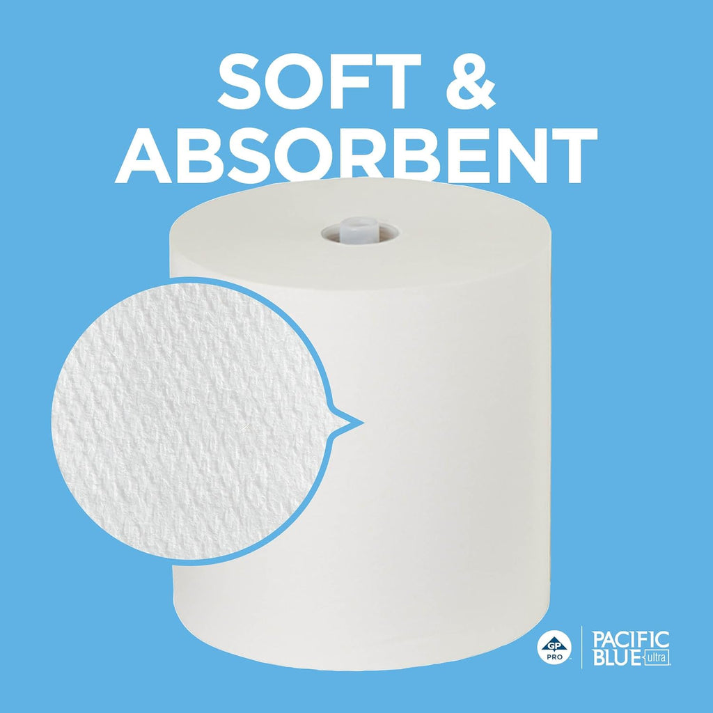 Pacific Blue Ultra 8'' High-Capacity Paper Towel Rolls, White, 26491, 1,150 Linear Feet Per Roll, 3 Rolls Per Case