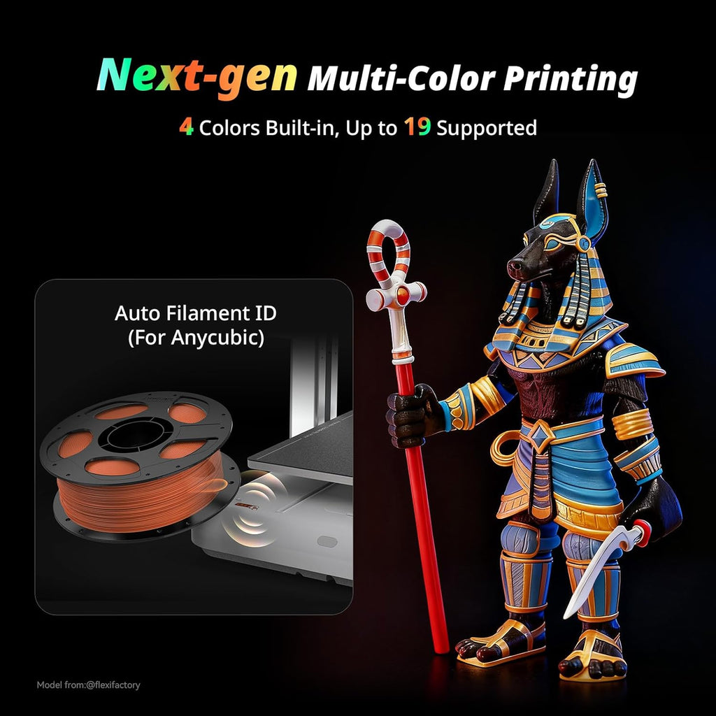 Kobra X Multicolor 3D Printer, Easy Setup, Native 4-Color | Up 19 Color, 600mm/s Fast 3D Printing, AI Camera, Quiet