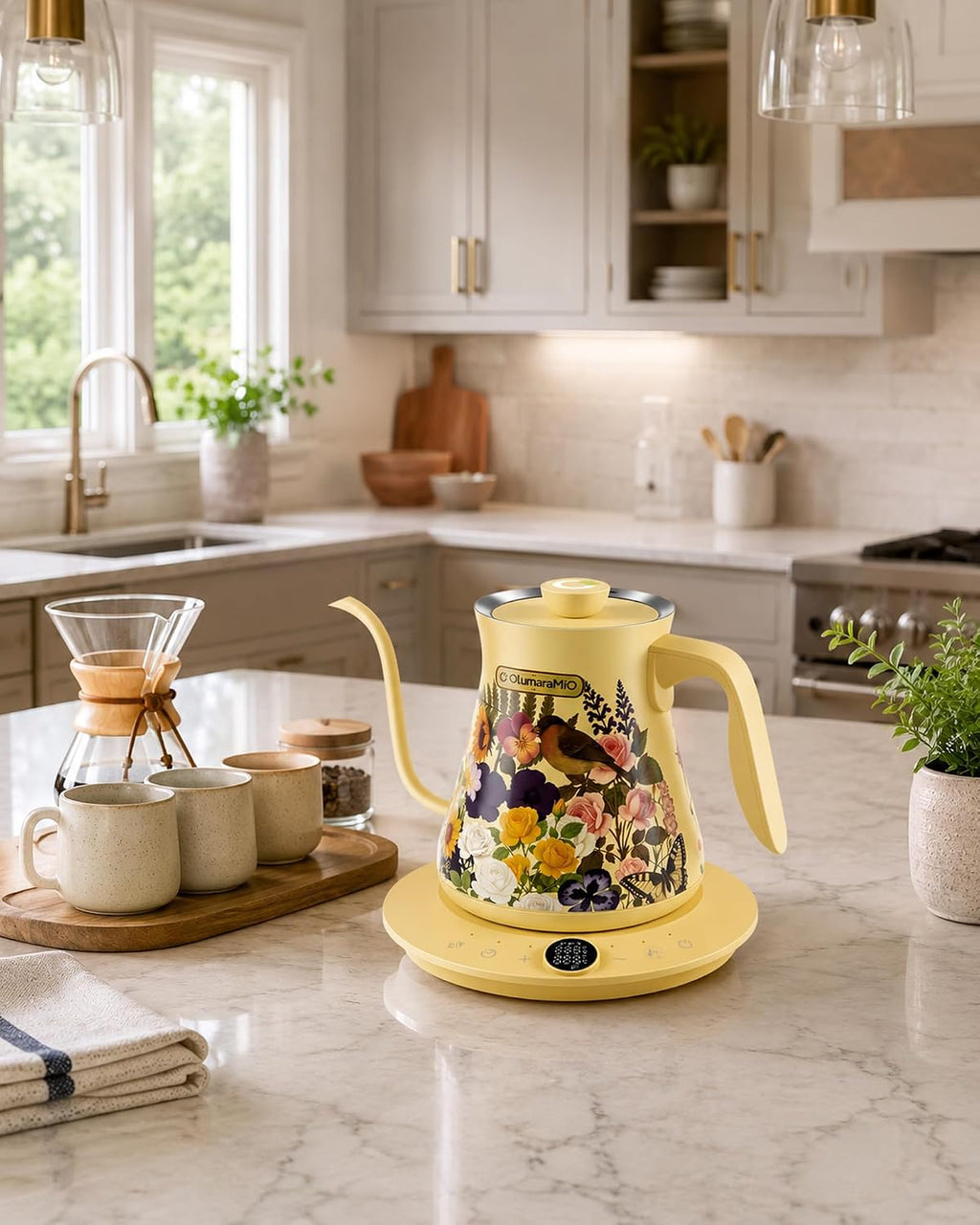 0.8L/27oz Gooseneck Electric Kettle - ±1℉ Precise Temperature Control for Pour Over Coffee & Tea, 1200W Fast Heating