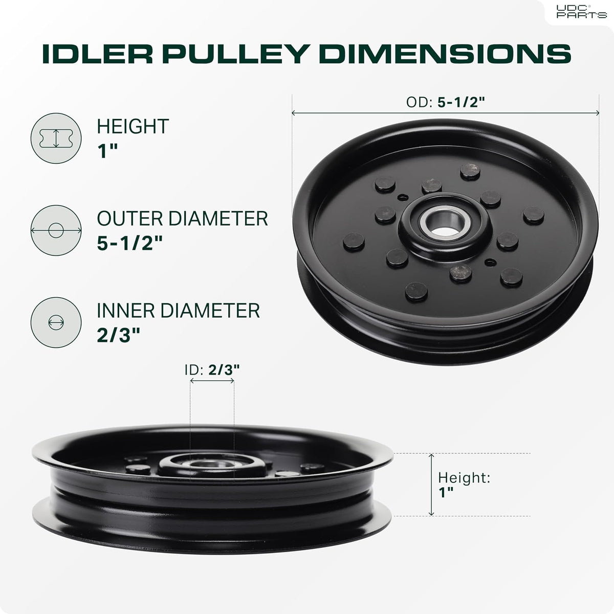 UDC Parts AUC16698 Idler Pulley Replacement for John Deere 48 Inch AM121602