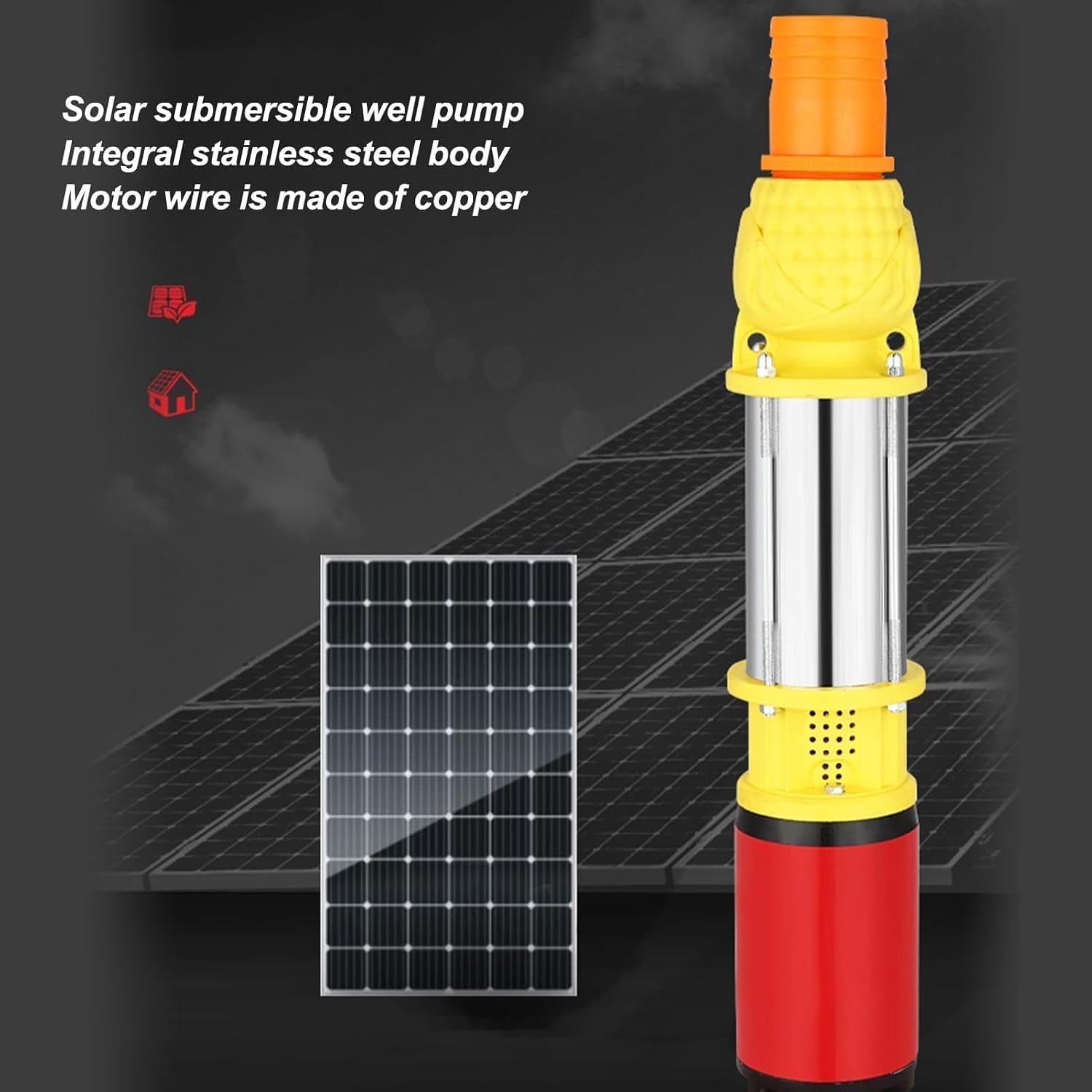 Deep Well Pump, 12V 250W DC Solar Pump for Agriculture Farms Irrigation Gardens, 8m, 5m³/h Rate, Stainless Steel