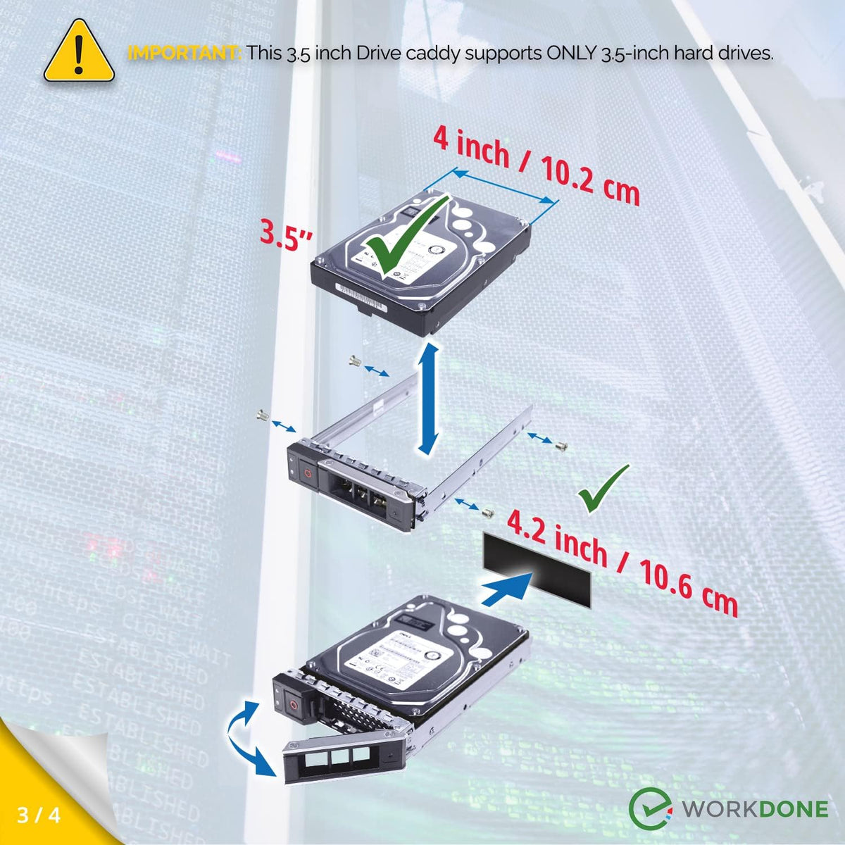 WORKDONE 12-Pack 3.5" LFF Caddy - fits Dell PowerEdge 17-14th Gen WH5D2