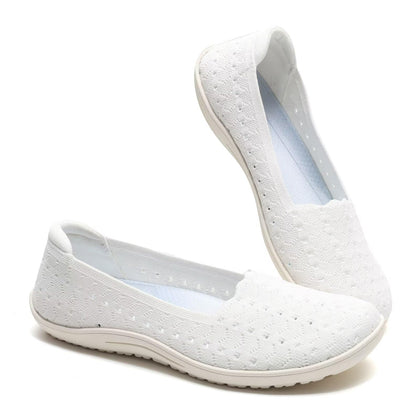 Women's Wide Toe Box Flats Shoes Ballet Flat, 007 White, 8