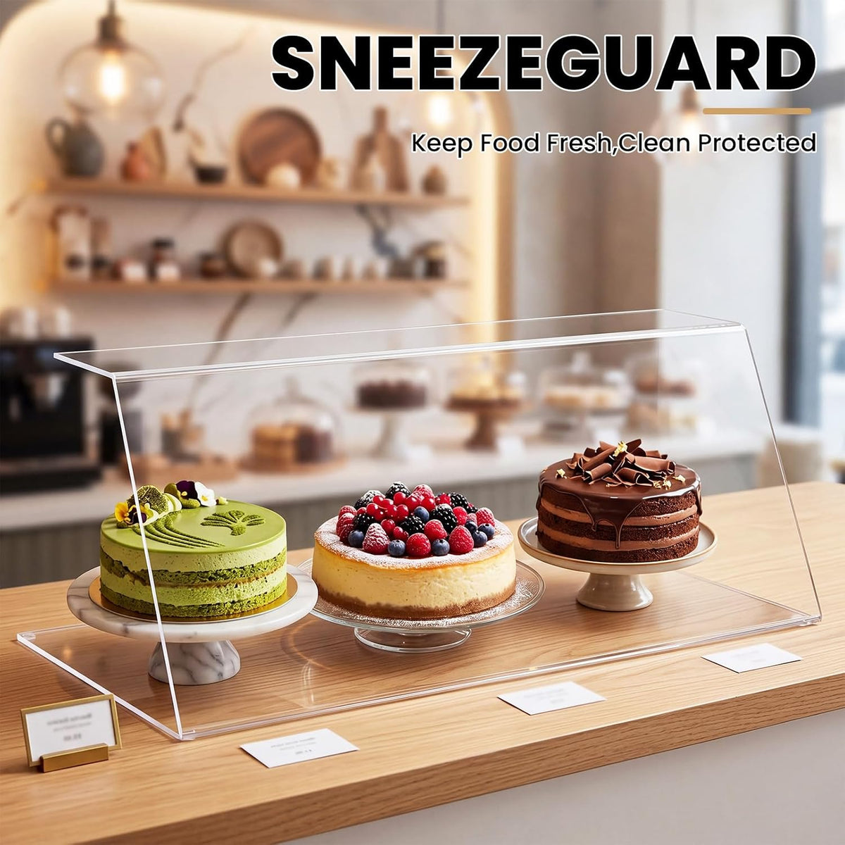 Sneeze Guard for Counter Acrylic with Anti-slip Pads for Catering, Buffets, Restaurants, 23.62 x 12.2 x 9.45 Inches