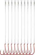 Fishing Hooks with Steel Wire Leader, 50pcs Octopus Catfish Hooks Pre-Rigged Anti-Bite Stainless Steel Trace for