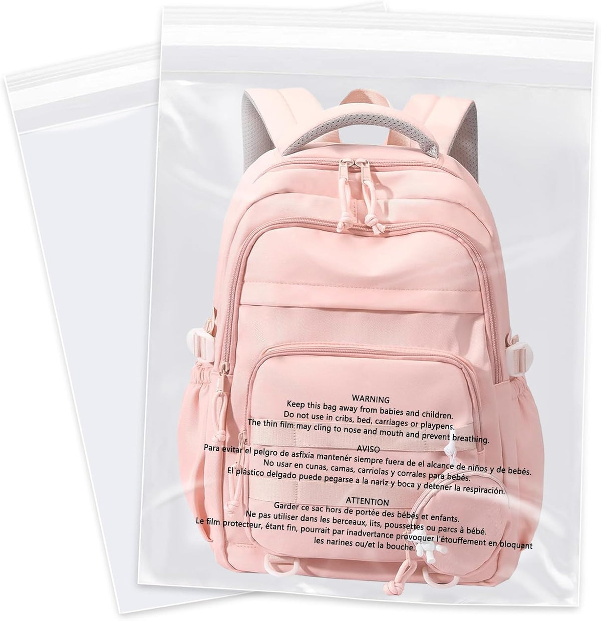 14" x 20" (100 Count) Clear Poly Bags with Suffocation Warning