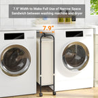 Slim Laundry Hamper with Lid & Wheels, 50L Rolling Laundry Basket