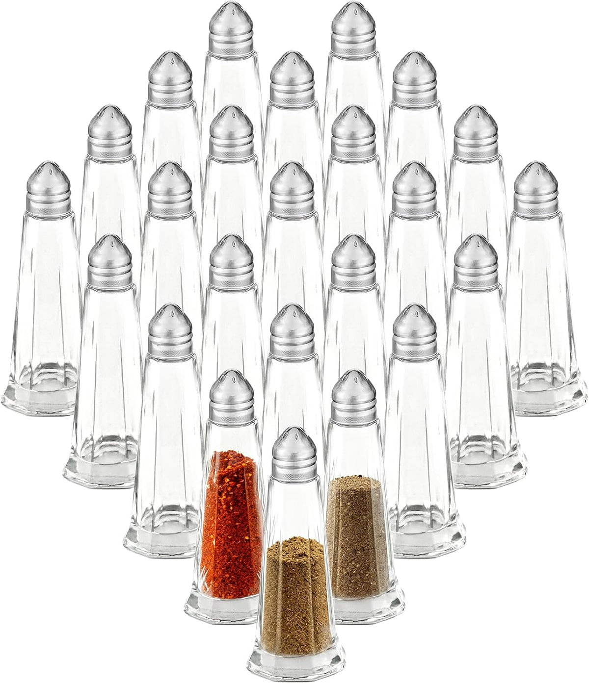 Set of 24 Tower Glass Salt and Pepper Shakers Bulk 40ml Small Tower Spice Shakers Refillable Glass Salt Shaker with
