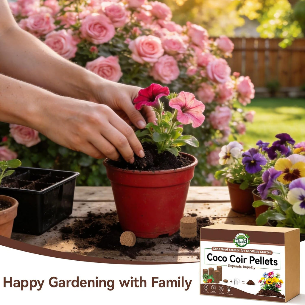 55 Pcs 30mm Compressed Coco Coir Pellets, Seed Starter Soil | 100% Organic, Quick Expanding, Enhanced Aeration
