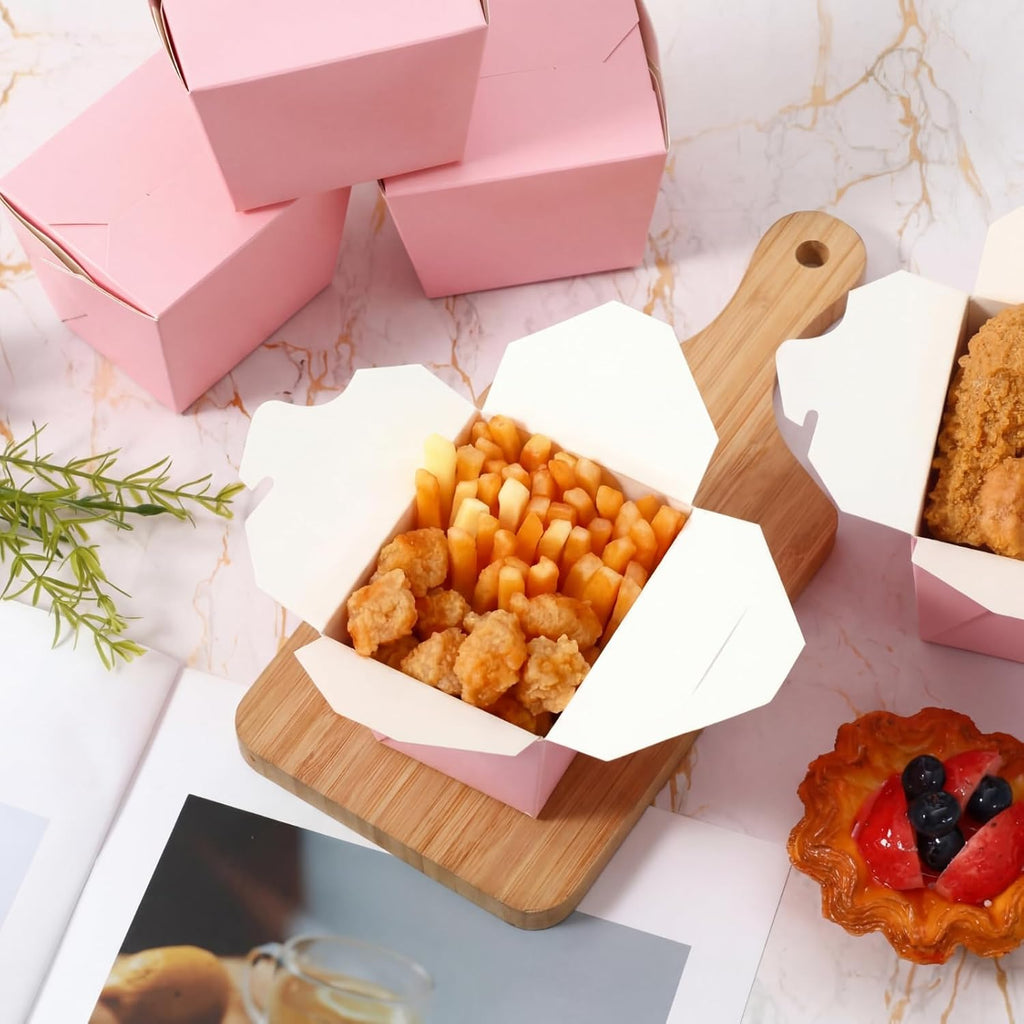100 Pack 16 oz Chinese Take out Boxes Food Box, Pink