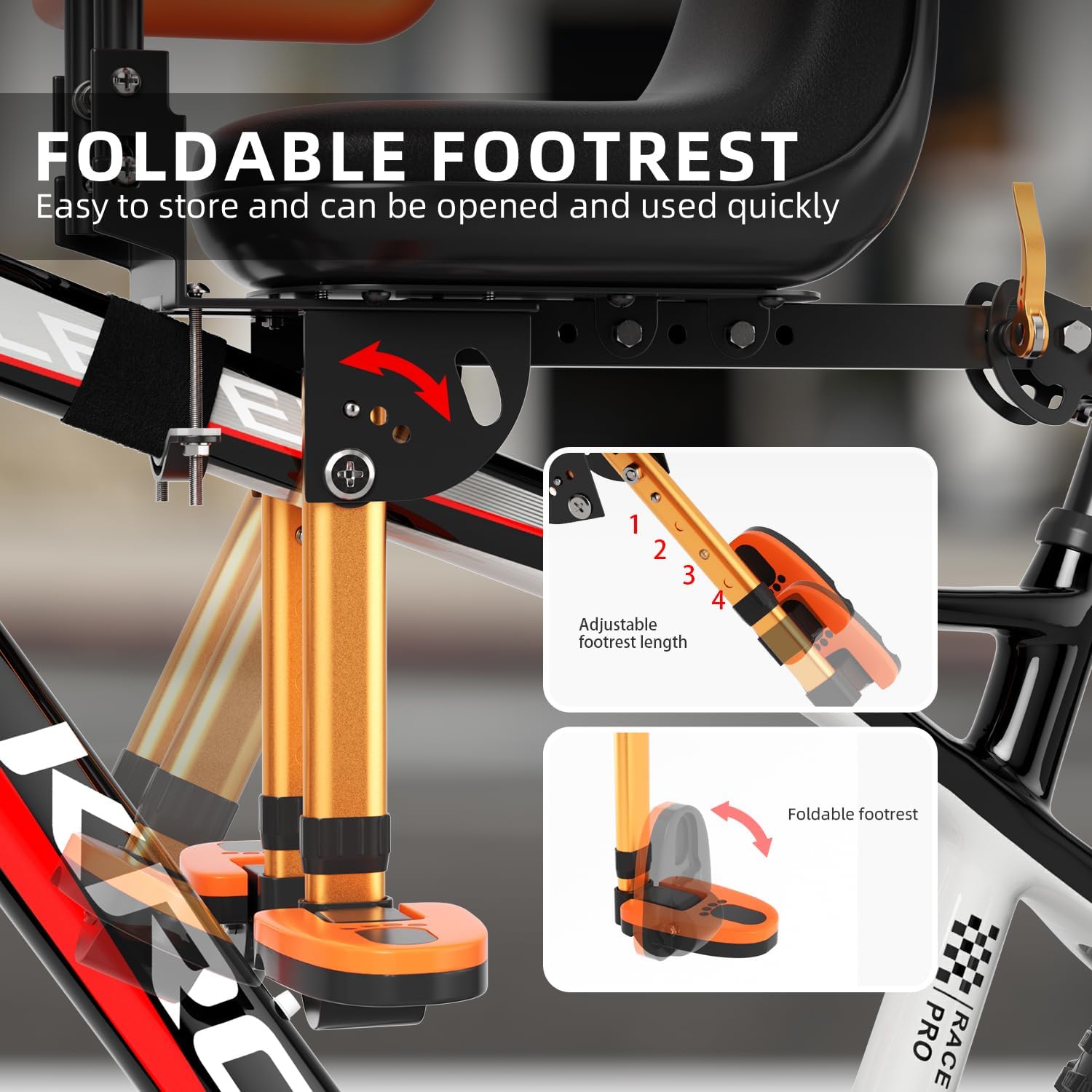 Child Bike Seat, Kids Bike Seat with Guardrail, High Seat Cushion Backrest Mountain Bike Child Bike Seat, Bicycle