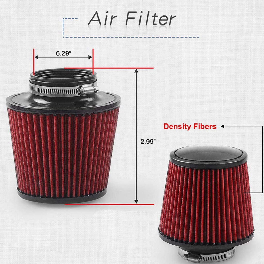 76mm 3" Cold Air Intake Pipe Kit Red