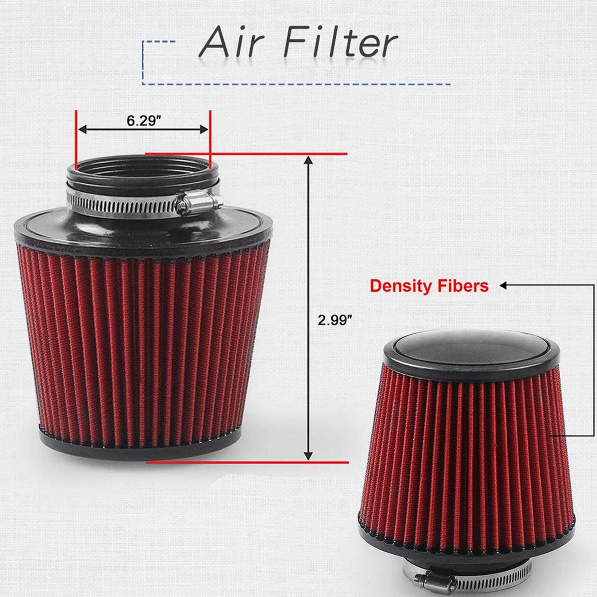 76mm 3" Cold Air Intake Pipe Kit Red
