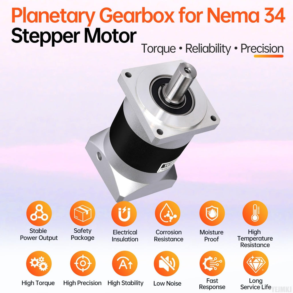 YEJMKJ Ratio 50:1 Planetary Gearbox for Nema 34 Stepper Motor 85-134mm
