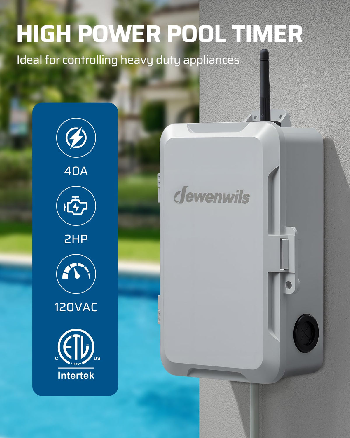 Outdoor Pool Pump Timer, Heavy Duty WiFi Timer Box, 40A 120V 2HP