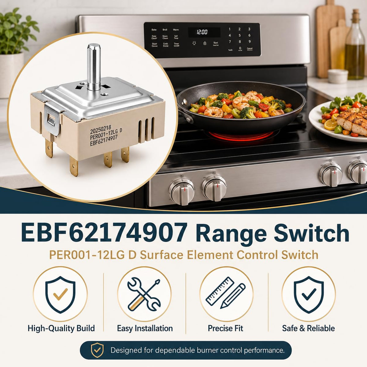 EBF62174907 Infinite Switch Compatible with LG Range Element Control