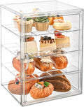 Pastry Display Case，4-Tier Adjustable Clear Bread Storage with Magnetic Door，Bread Box for Kitchen