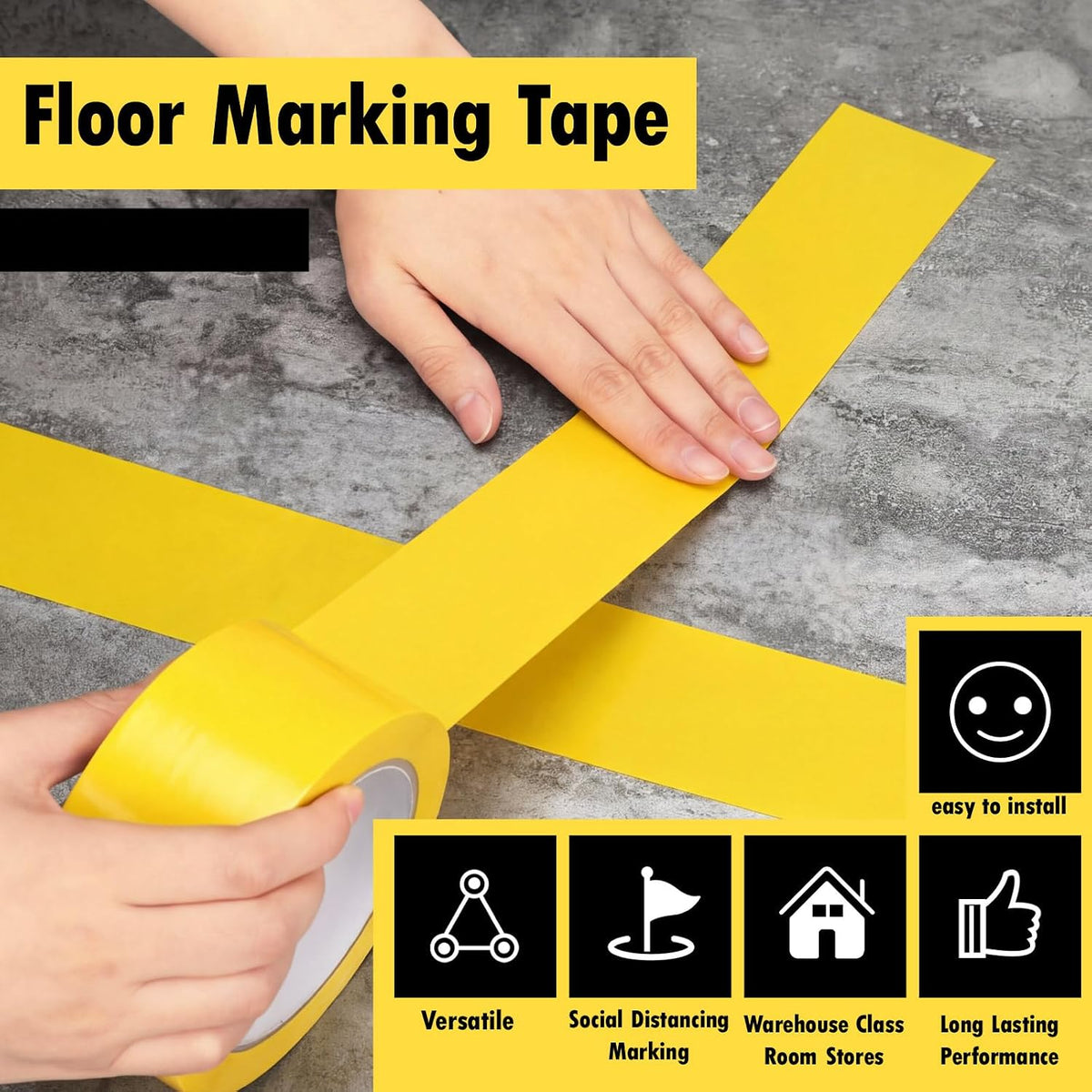 6 Rolls 2"x 33 Yds Yellow Floor Marking Tape and Dance Splicing Tape