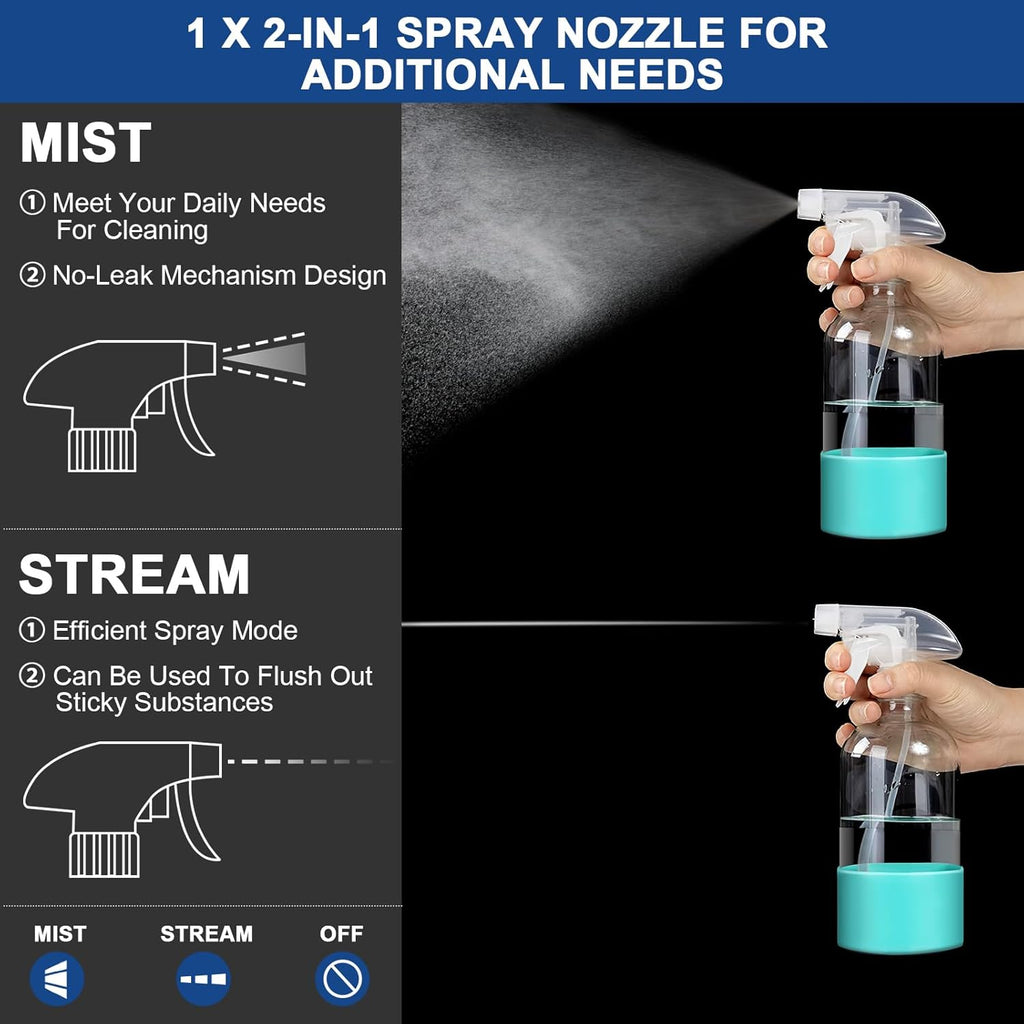 Glass Spray Bottles for Cleaning, 3 Pack Clear Empty Spray Bottle for Cleaning Solutions, 17 fl oz Reusable Spray