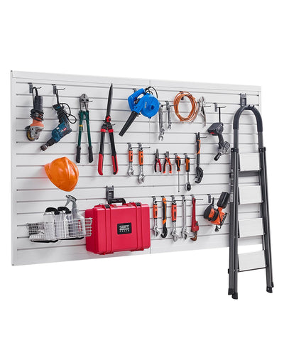Slat Wall Paneling, 8 x 4 ft, PVC Garage Slatwall without Accessories, White Slat Wall Easy-to-Install Adjustable