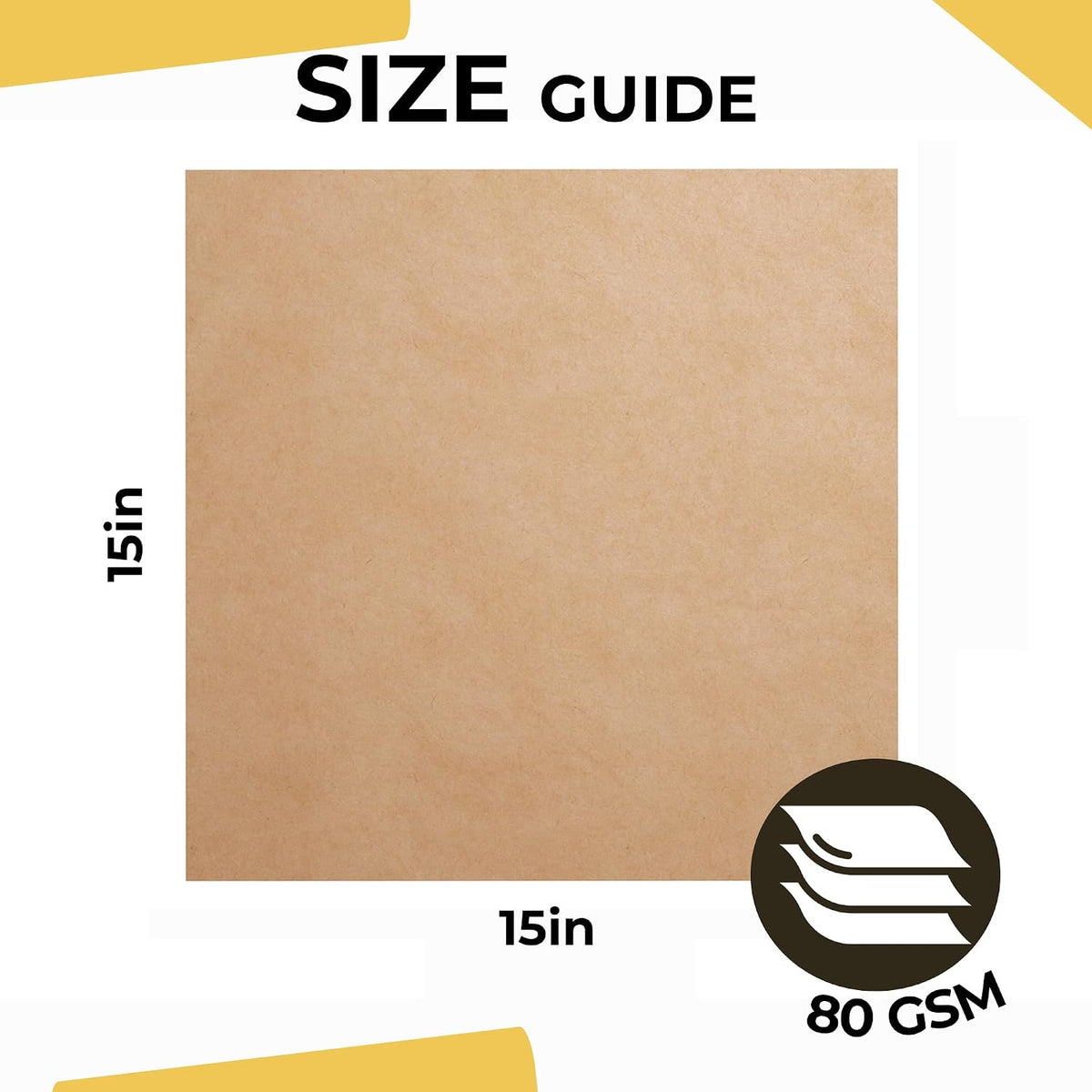 Kraft Paper Sheets, 15 x 15 in., 480 Sheets, 80 GSM Brown