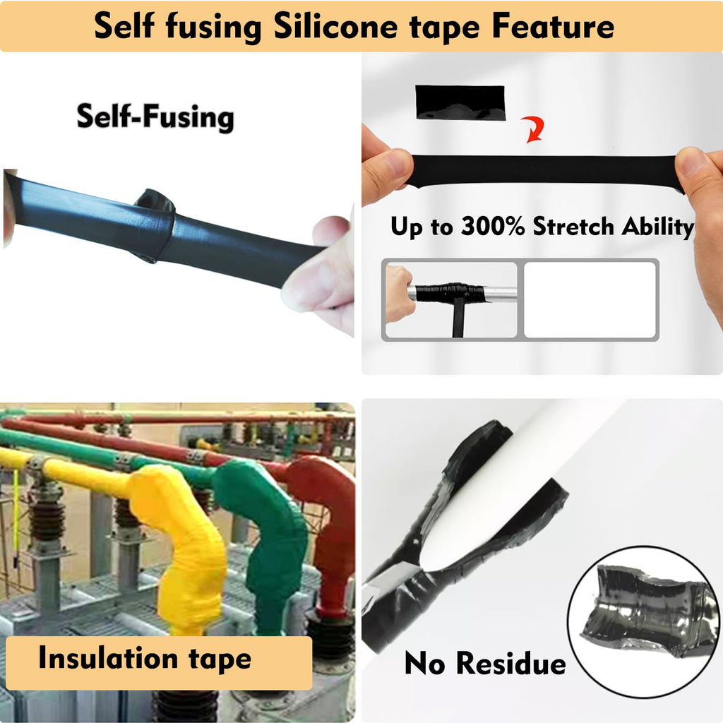 Self Fusing Silicone Tape Waterproof Hose Pipe Repair Heavy Duty