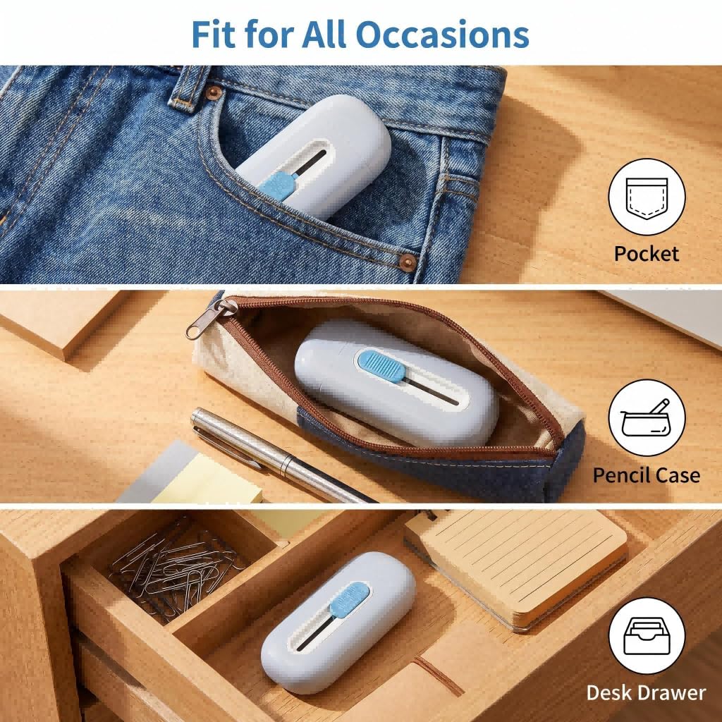 Mini Box Cutter Retractable, Safety Box Opener Cute Package Opener Tool