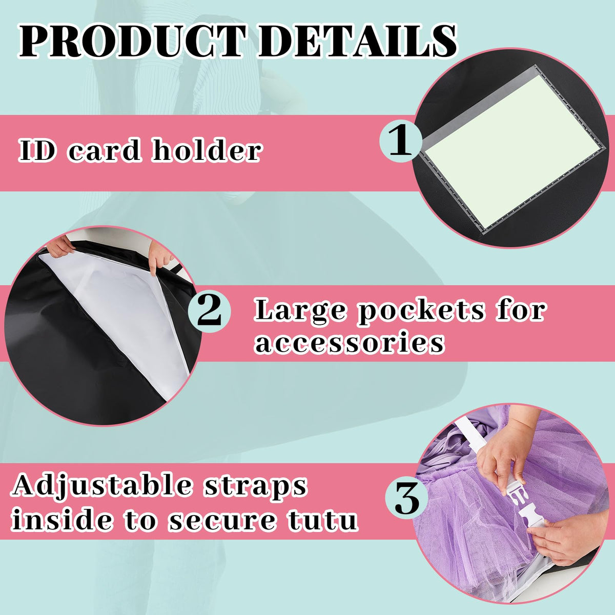 45 Inch Extra Large Tutu Garment Bag Waterproof Foldable, Black