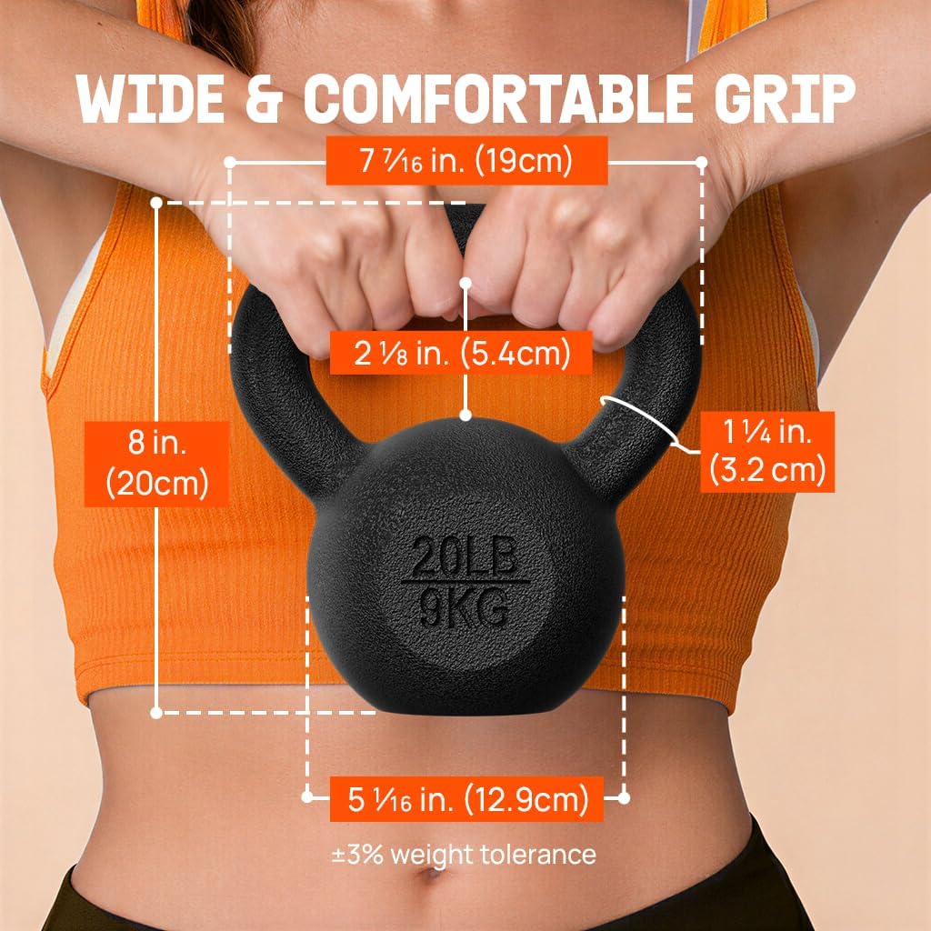 Cast Iron Kettlebell, Strength Training Kettlebells 5-80 Lb (5,10,15,20,25,30,35,40,45,50,60,70,80 Lb) for Full Body