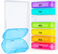 7 Packs Extra Large Pill Organizer, Portable Pill Box 7 Day for Pocket, Purse, Weekly Pill Case with Dual-Protection
