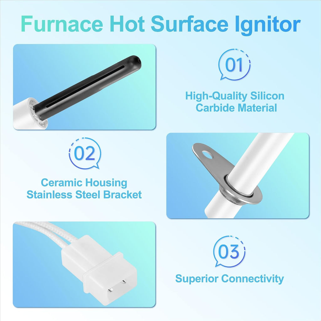 2026 Upgraded 20165703S 201657-03S Furnace Hot Surface Ignitor 120V Silicon Heater Igniter Compatible With Good-man Ama-na Jani-trol Replace Part 20165703S, 601TB, 20165702 By Fetechmate