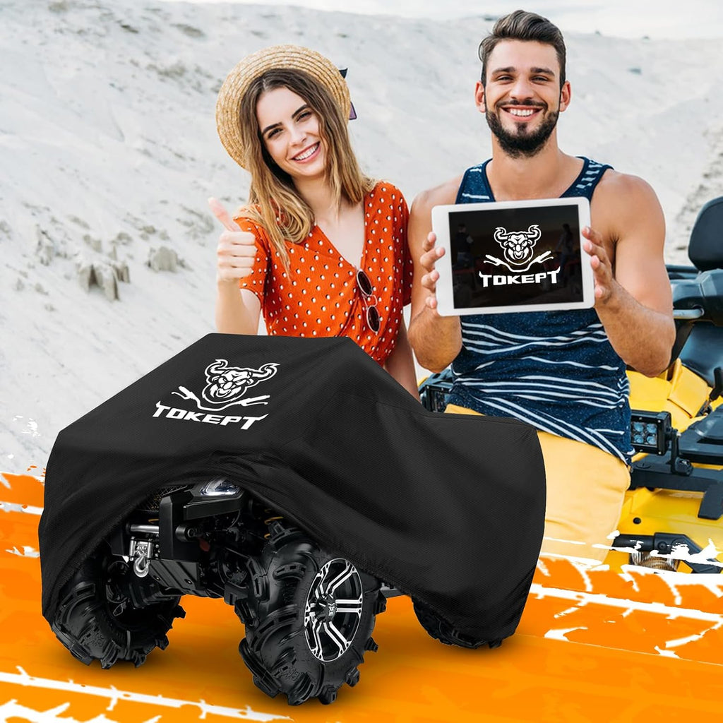 ATV Cover Waterproof 4 Wheeler Cover, Fits up to 57", Black | Outdoor Heavy Duty Oxford Quad Cover with Windproof Buckle