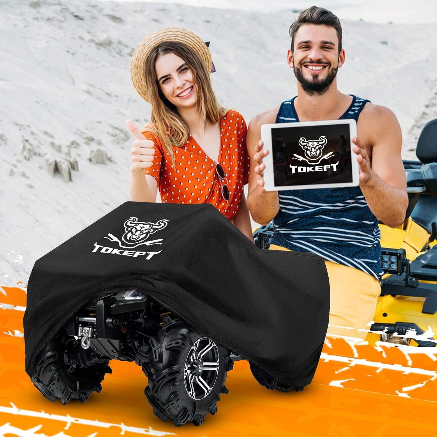 ATV Cover Waterproof 4 Wheeler Cover, Fits up to 57", Black | Outdoor Heavy Duty Oxford Quad Cover with Windproof Buckle