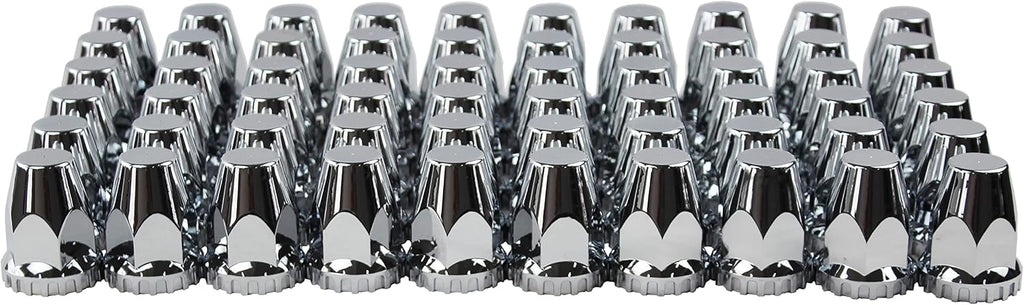 Chrome ABS 33 mm Thread-On Dome Axle Cover Combo Kit with Removable Hub Caps and Lug Nut Covers for Semi Truck