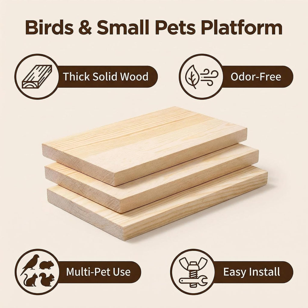 Bird Perch, 3 Pack Bird Playground Woodern Hamster Platform, Cage Accessories for Chinchilla, Parrot, Ferret, Rat