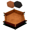 2 Pcs Dice Tray PU Leather Dice Trays Folding Hexagon Dices Holder