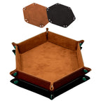 2 Pcs Dice Tray PU Leather Dice Trays Folding Hexagon Dices Holder