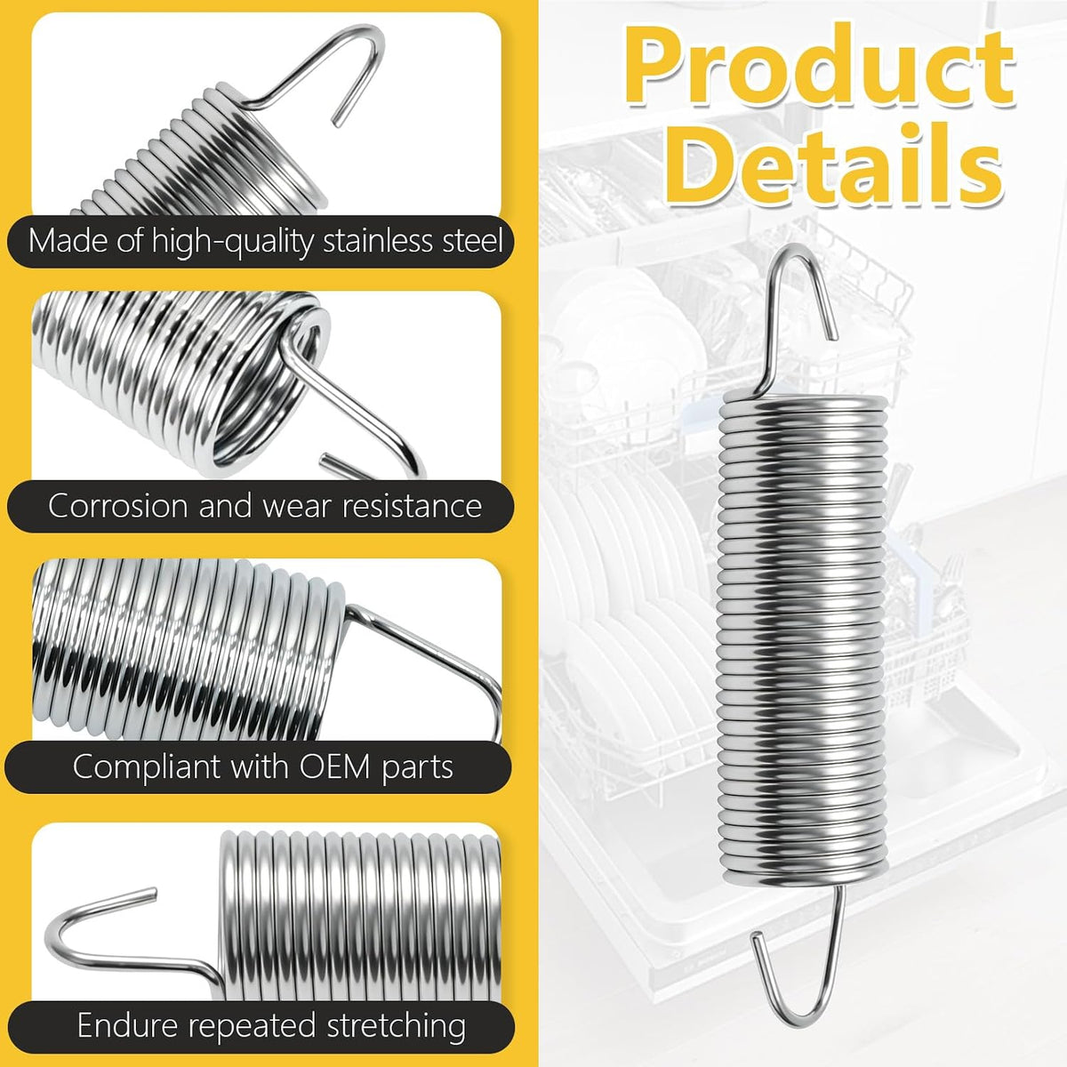 2 Pack Dishwasher Door Spring 154579101 For Frigidaire Electrolux Kenmore