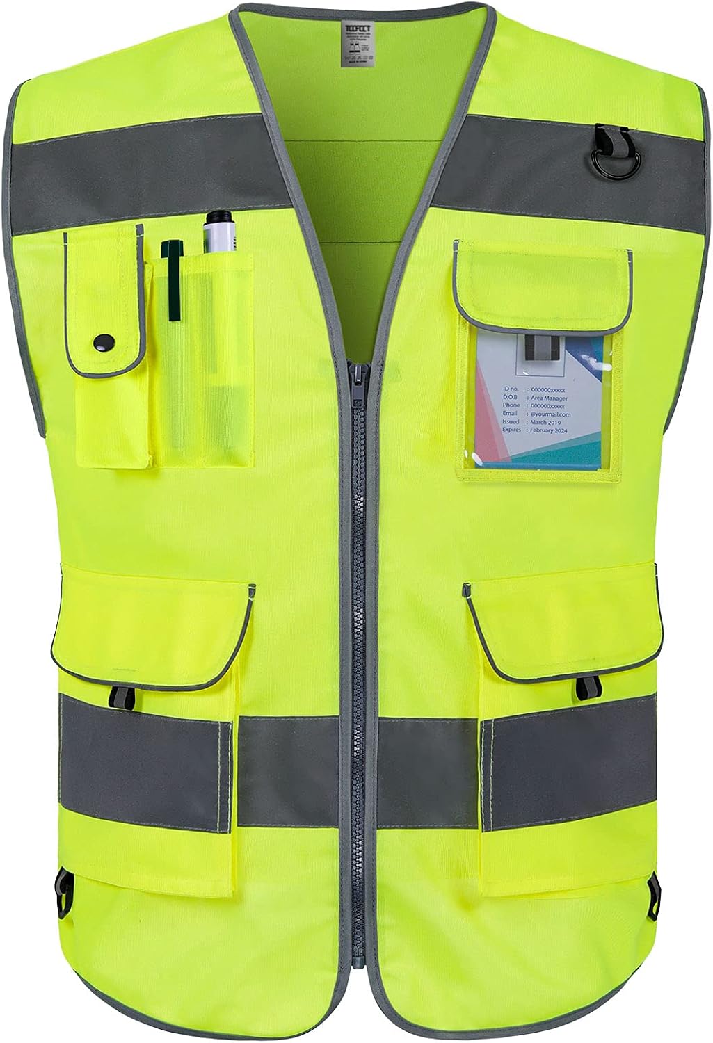 Hi Vis Vest 9 Pockets High Visibility Reflective Safety Vest for Men Women, Safety Construction Vest with Reflective