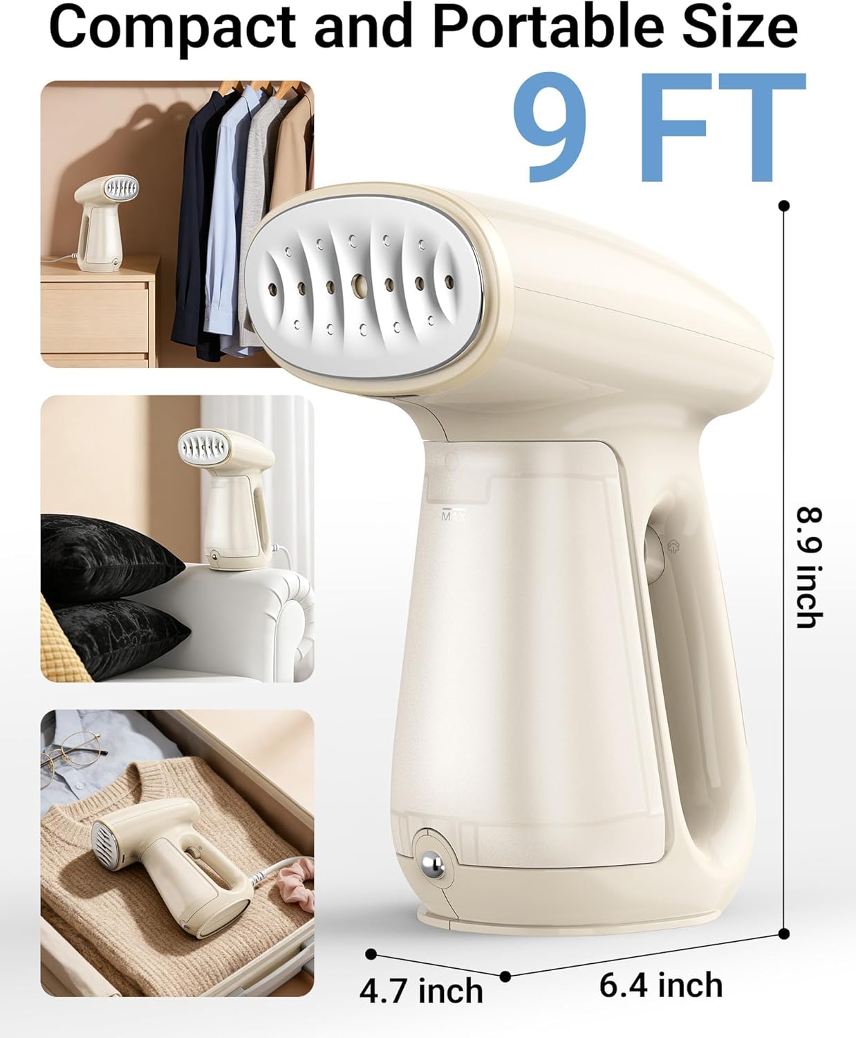 Steamer for Clothes, 1300W 25s Heat-Up Clothes Steamer with 230ml Tank | Essential Oil Compatible,20g/min Steam