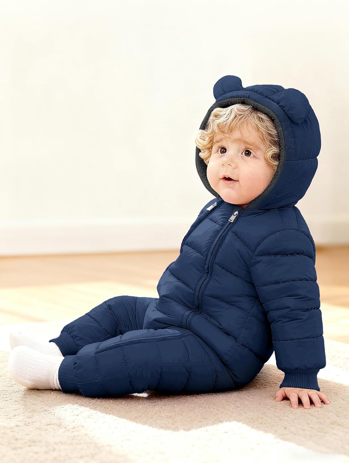 Baby Snowsuit Toddler Girl Clothes Cute Hooded Double Zipper Boys Winter Coat Unisex Romper for Infant