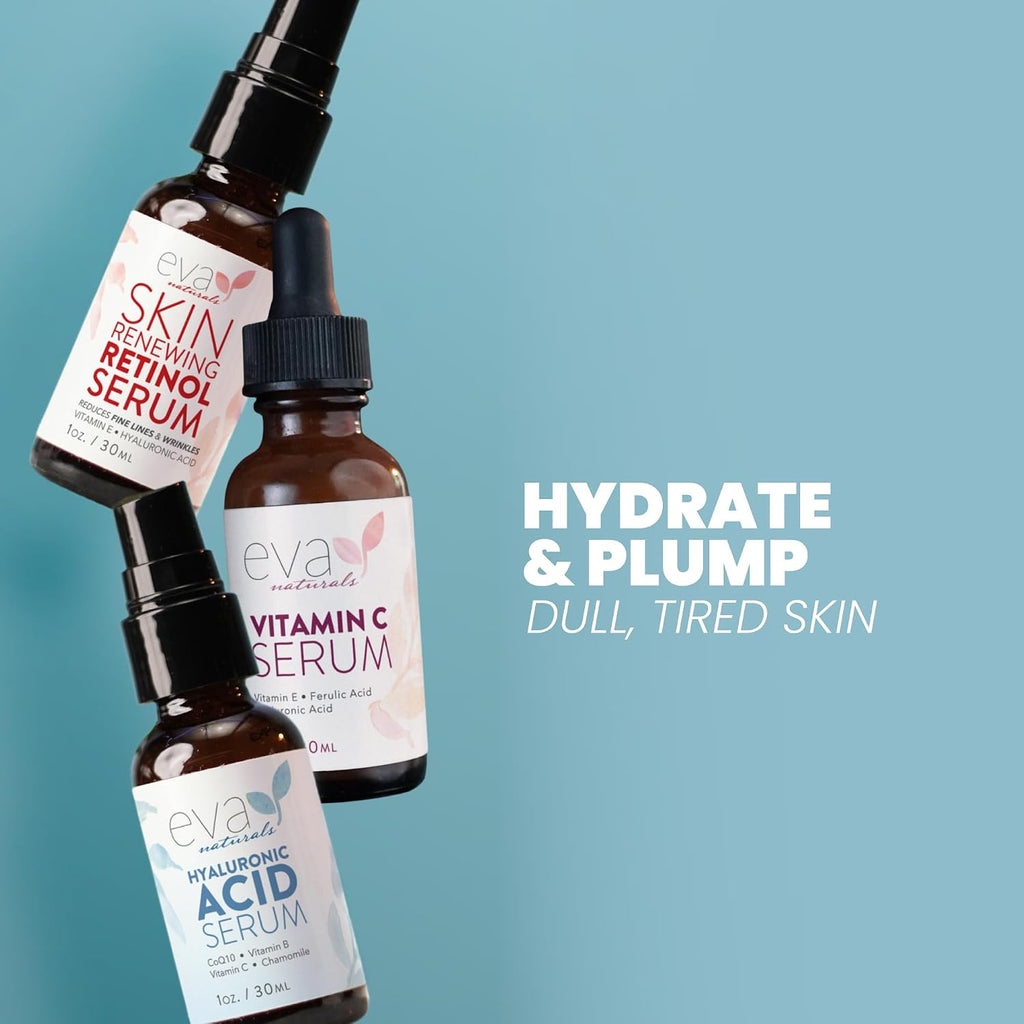Anti-Aging Serum Set – Vitamin C, Retinol & Hyaluronic Acid Serums for Face, Hydrating Bundle for Skin, Fine Lines