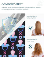Scrub Caps Women Ponytail, Surgical Hat with Buttons and Sweatband