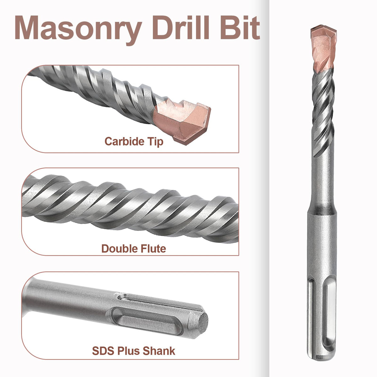 5/16 x 4.33 (8x110mm) SDS Plus Masonry Drill Bit, Rotary Hammer Bit