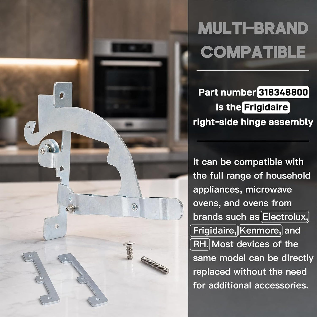 318348800 Oven Door Hinge (Right Side) – Compatible with Electrolux, Frigidaire, Kenmore, and RH Ranges/Ovens