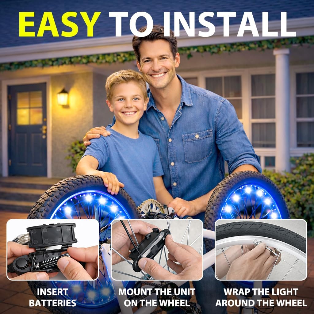 Bike Wheel Lights 2-Pack, 7 Color Bicycle Spoke LED for Night Riding