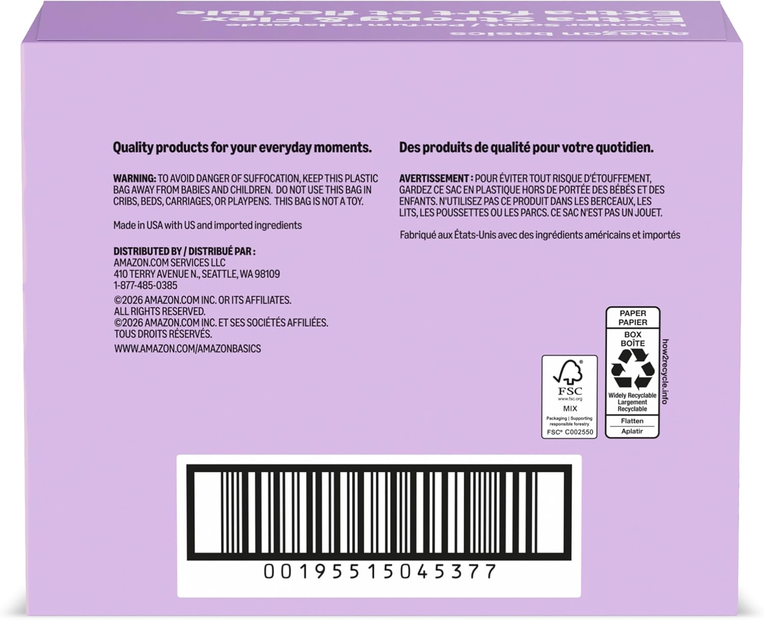 Ultra-Force Tall Kitchen Drawstring Trash Bags, Lavender Scented, 13 Gallon, 80 Count, Pack of 1, Packaging May Vary