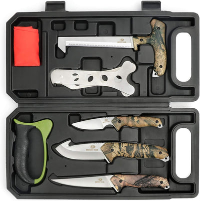 Field Dressing Kit Hunting Deer Knife Set (8-Piece) | Portable Butcher Game Processor Set, Stainless Steel Hunting