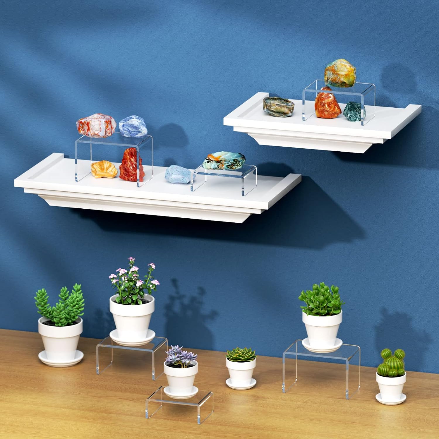 Acrylic Risers Display Stand 2 Set, Clear Display Risers Shelf,3x3x4 | Acrylic Risers Stand Shelves for Funko Pop